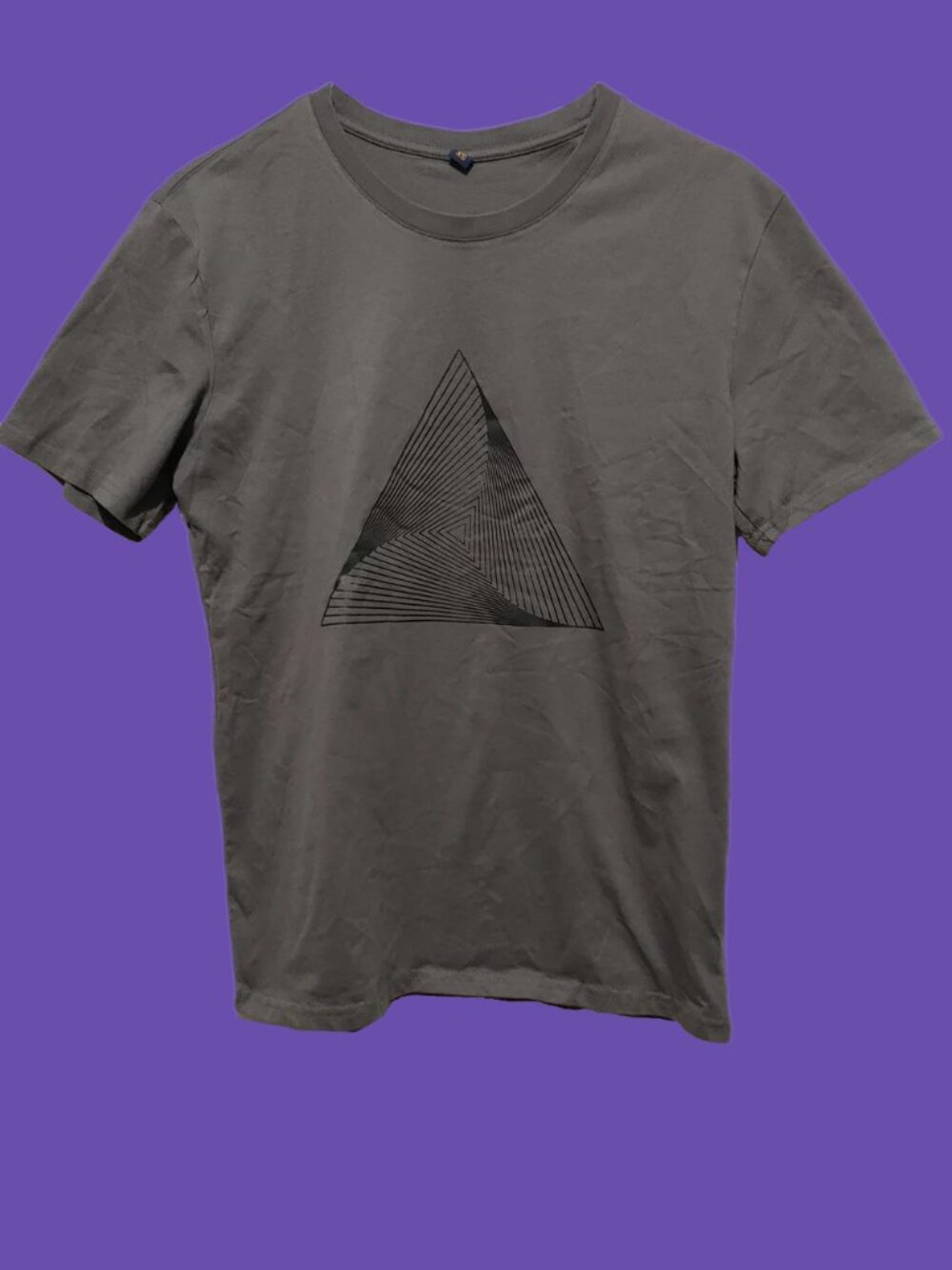 Men's Gray Graphic Triangle Crewneck T-Shirt